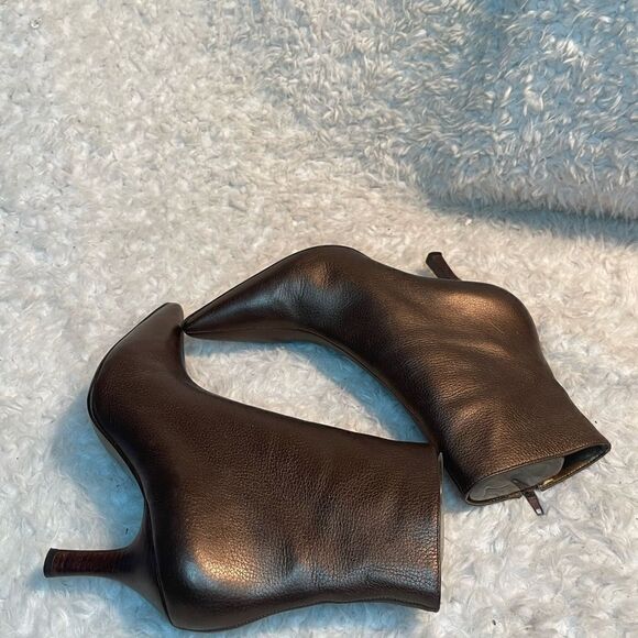 Paraphrase leather metallic Bronze ankle boots pointed toe side zipper SZ9M - Picture 5 of 9